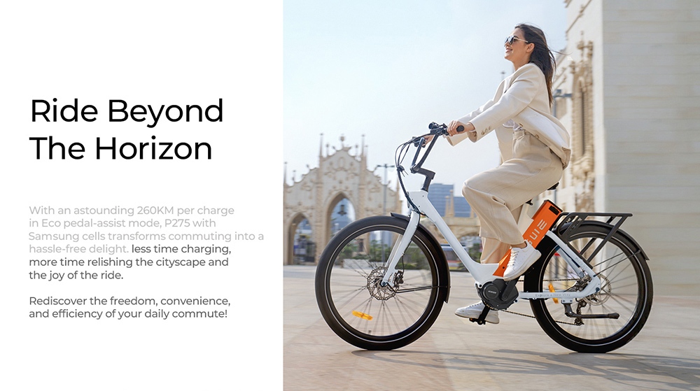 ENGWE P275 ST 250W Mid-Motor Commuter Electric Bike, 260km Max Range, 19.2Ah Samsung cell - Dark
